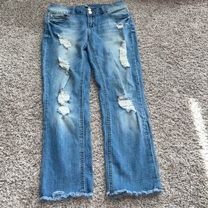 Refuge size 6 distressed ankle jeans stretchy holes jean Jegging denim‎ button